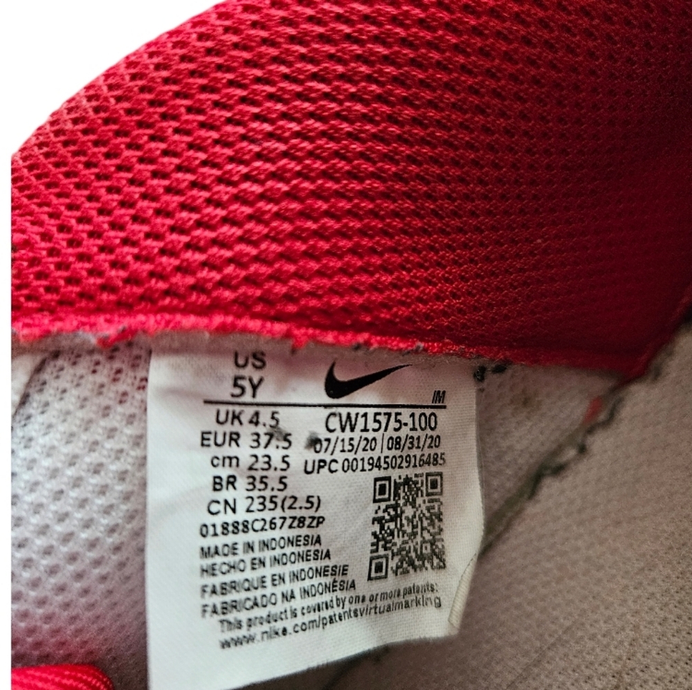Nike Air Force 1 Youth Shoes Red and White Size 5Y - Picture 7 of 8